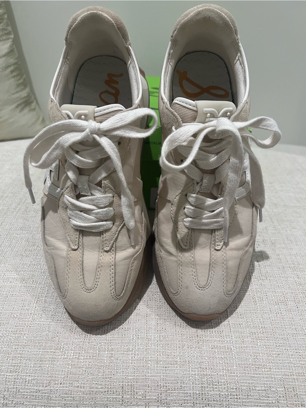Sam Edelman Cream Suede Sneakers